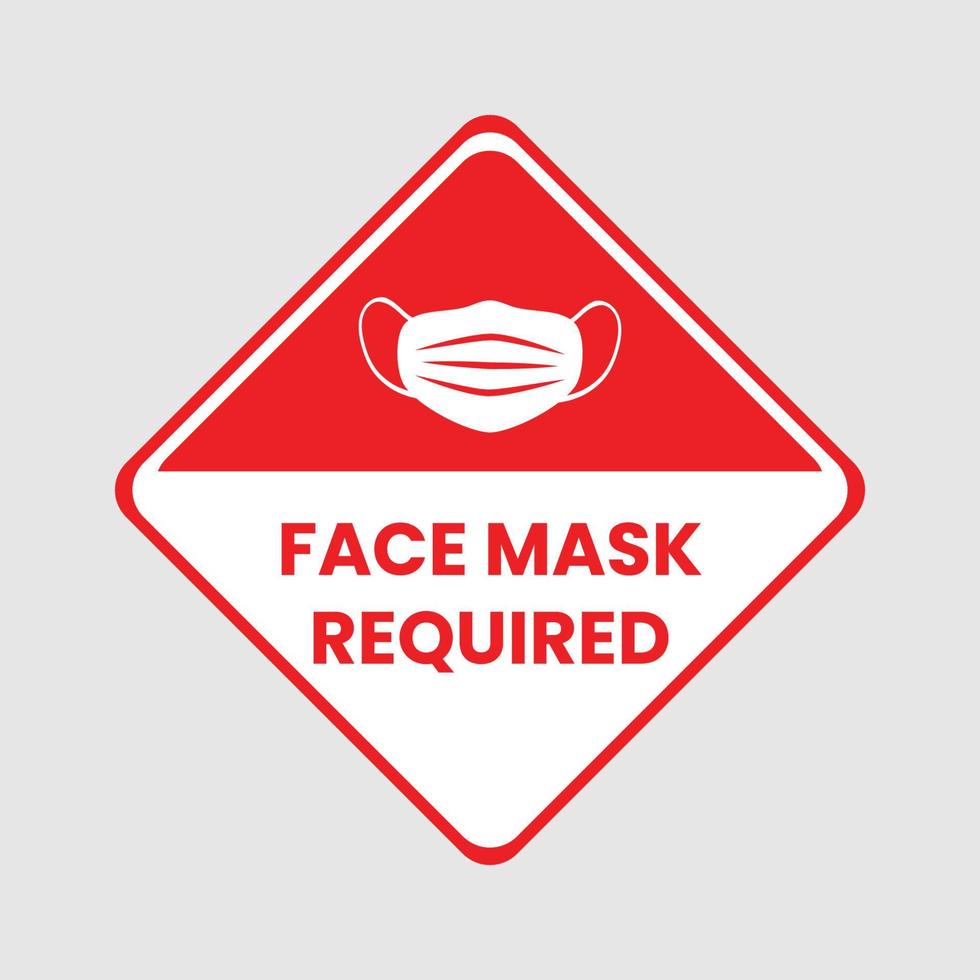 diseño de letrero requerido de máscara facial vector