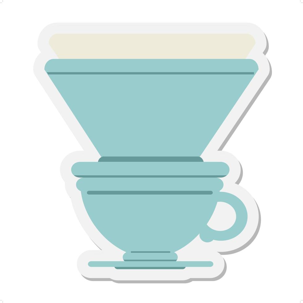 coffee cup with drip filter sticker vector