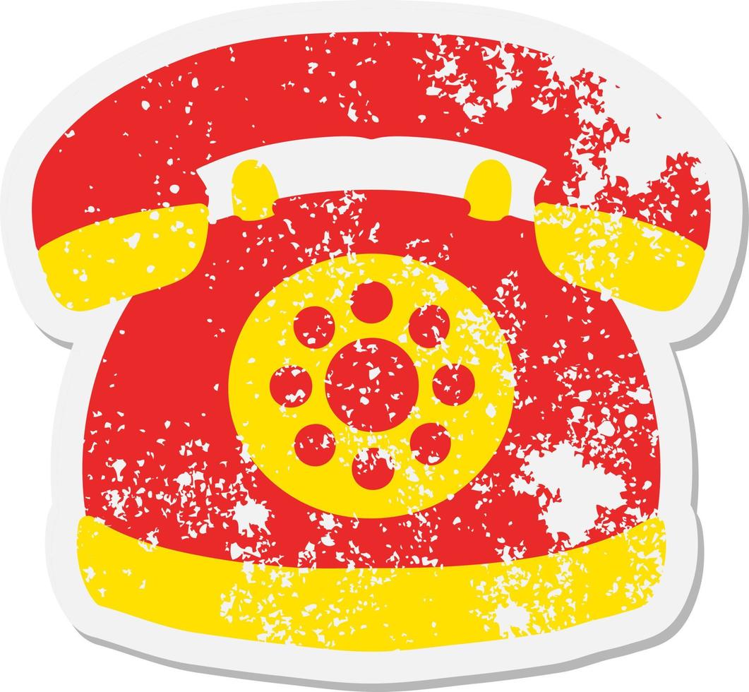 old style telephone grunge sticker vector