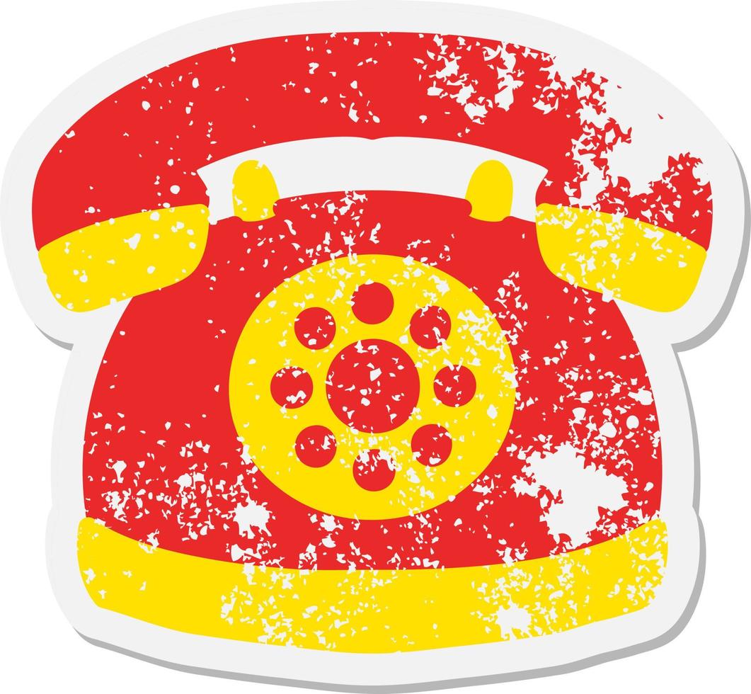 pegatina grunge de teléfono de estilo antiguo vector