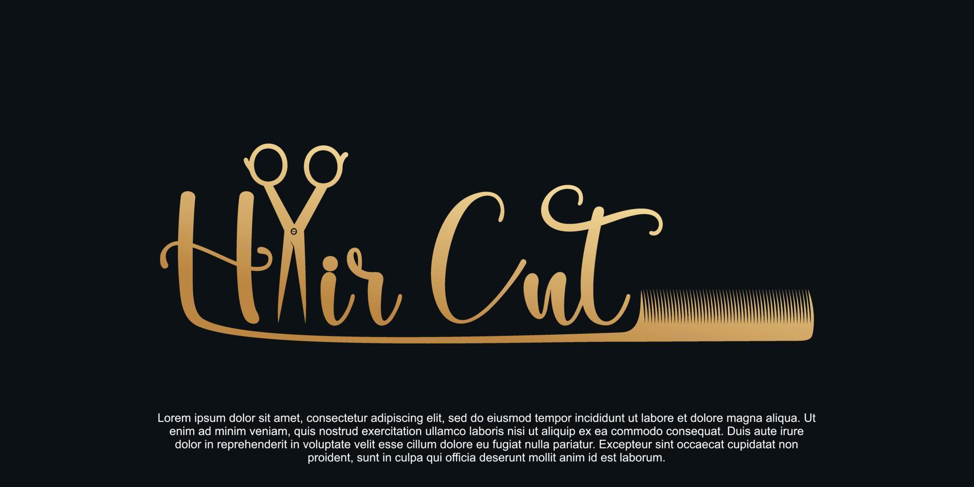 Hair cut logo design Premium Vector