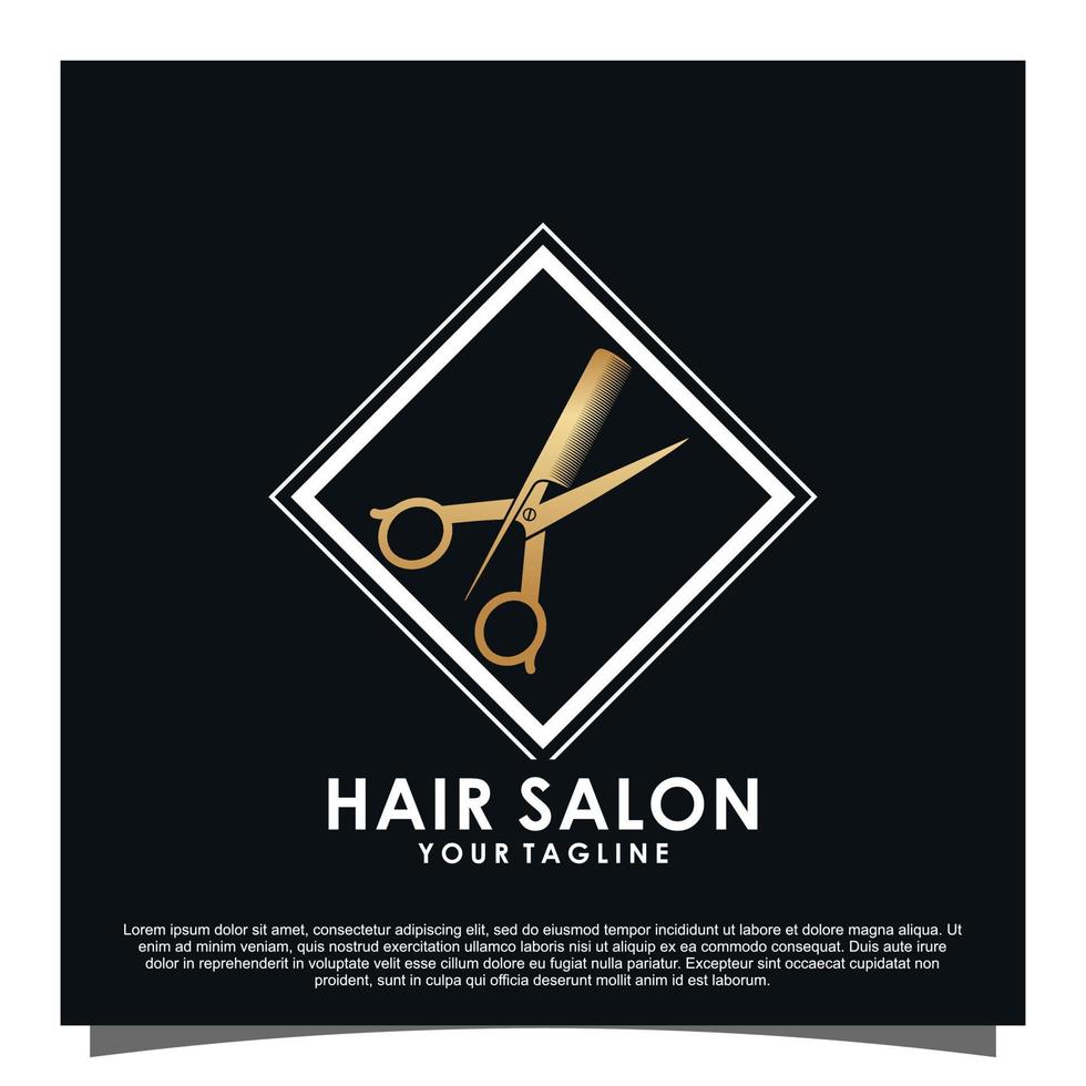 Luxury hair salon logo design Premium Vector