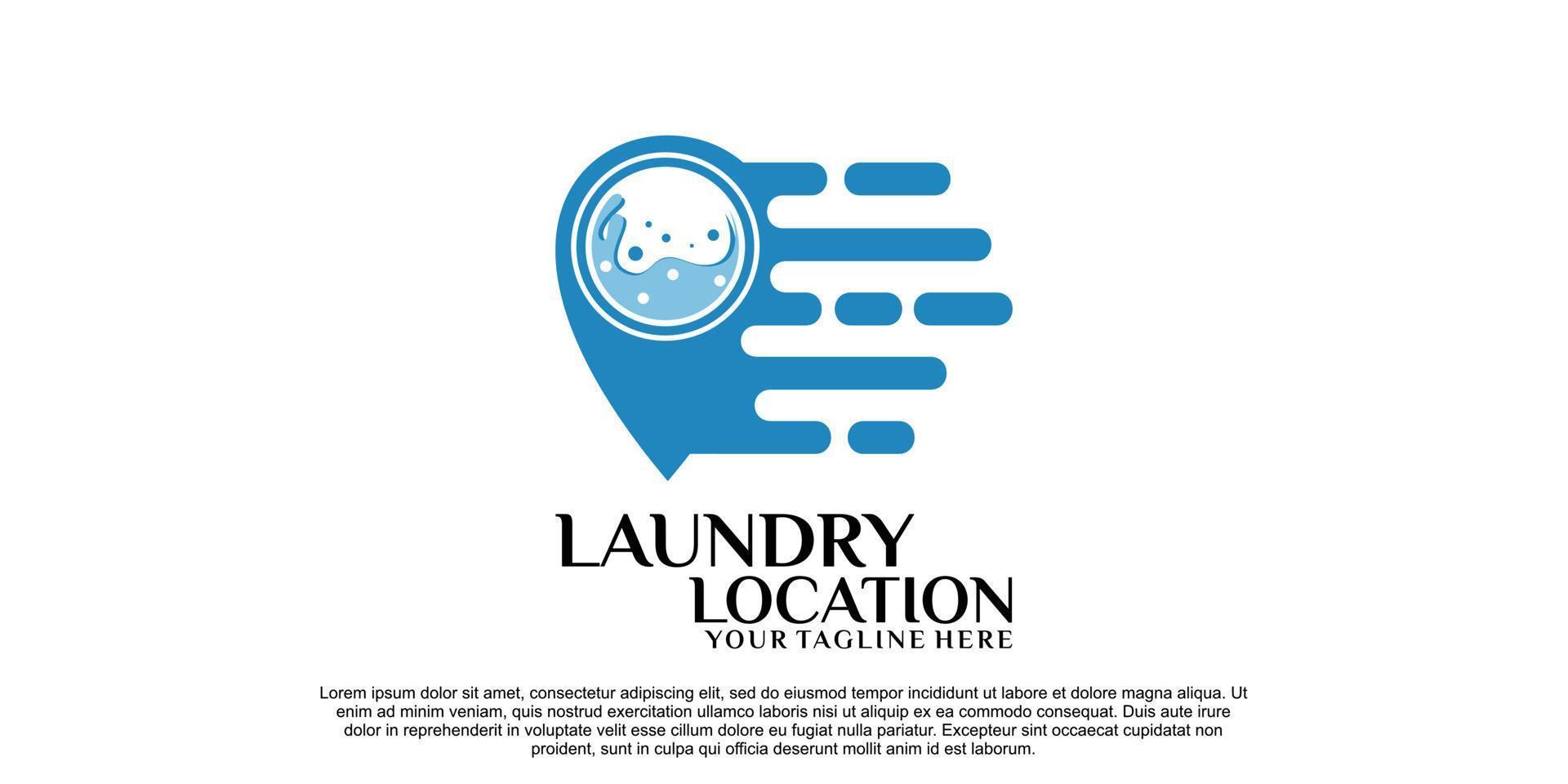 Laundry location logo design with creative concept Premium Vector