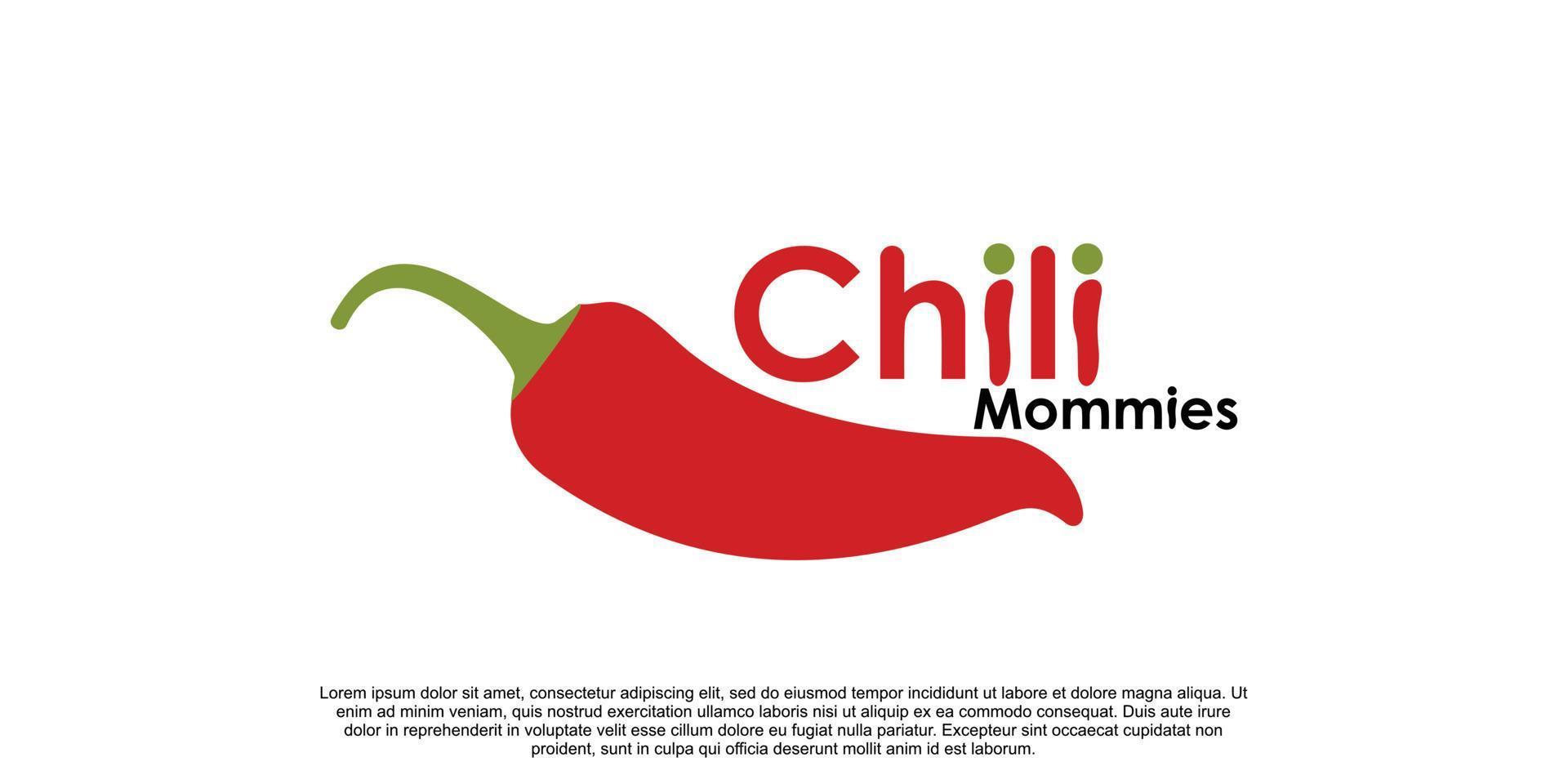 Chili mommies logo design unique concept Premium Vector