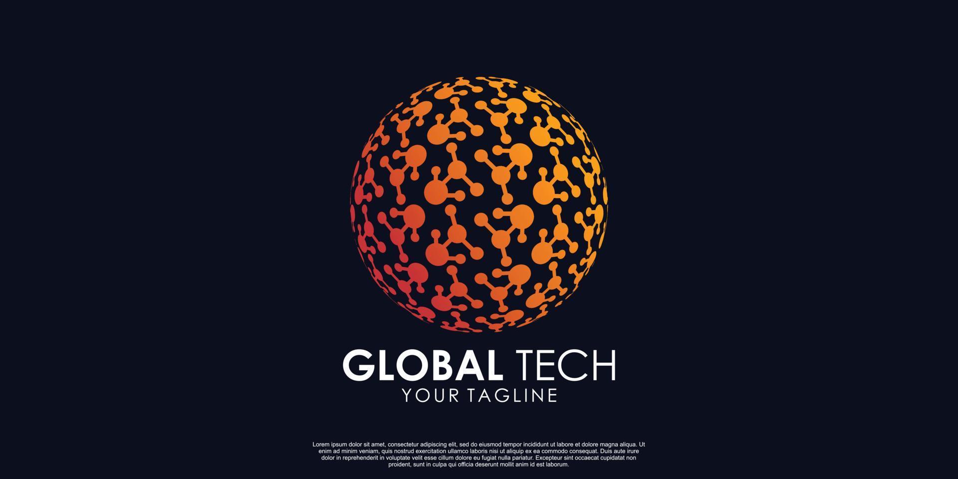 vector premium de diseño de logotipo de tecnología global