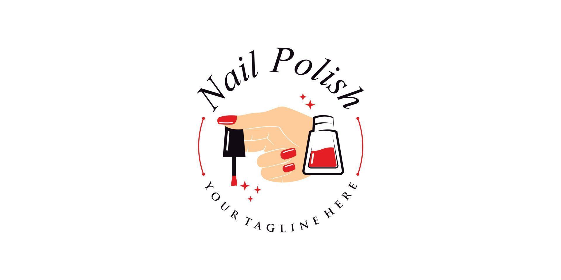 Nail polish or nail studio logo design with creative element and unique concept Premium Vector