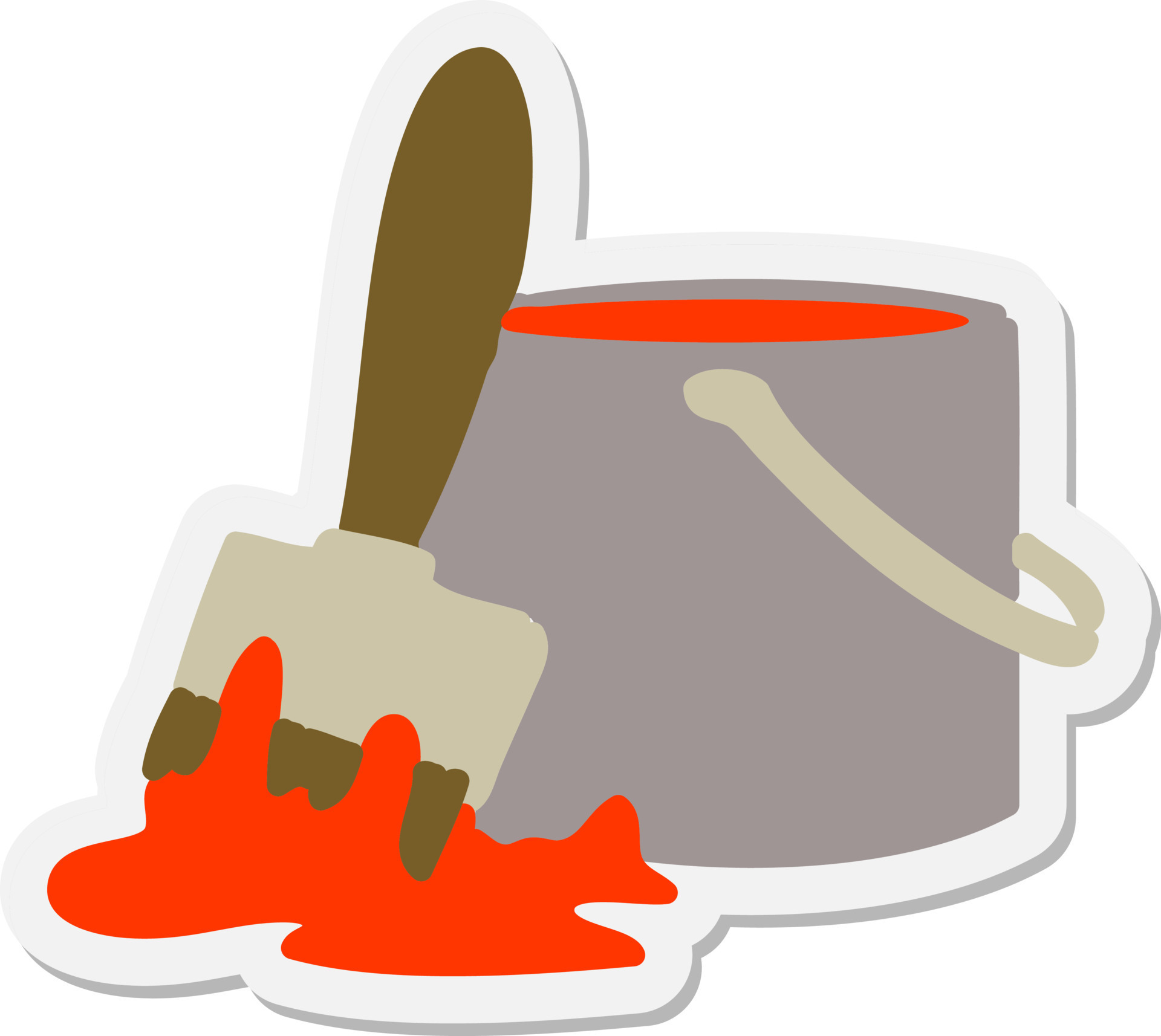 paint can with brush sticker 10846437 Vector Art at Vecteezy