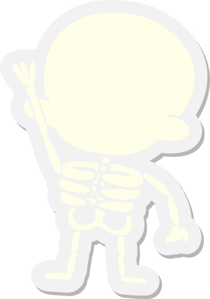 skeleton waving sticker vector