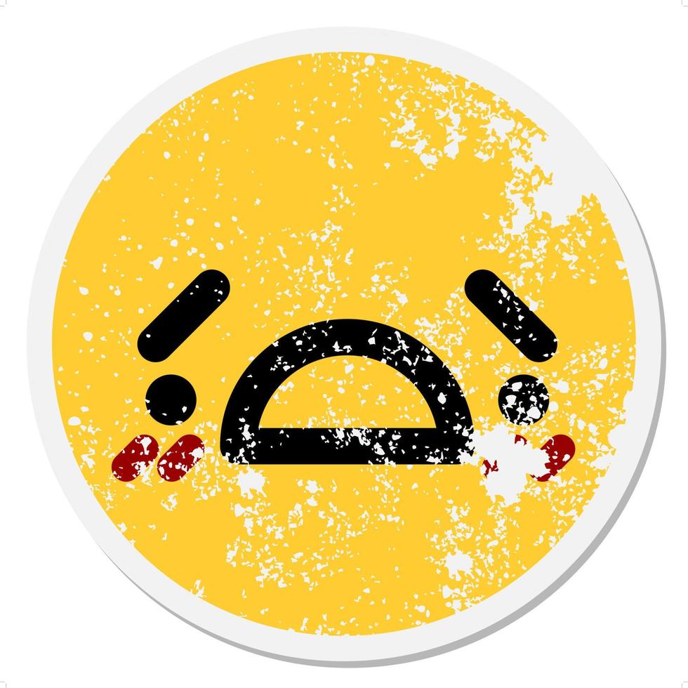 unhappy shocked face circular sticker vector