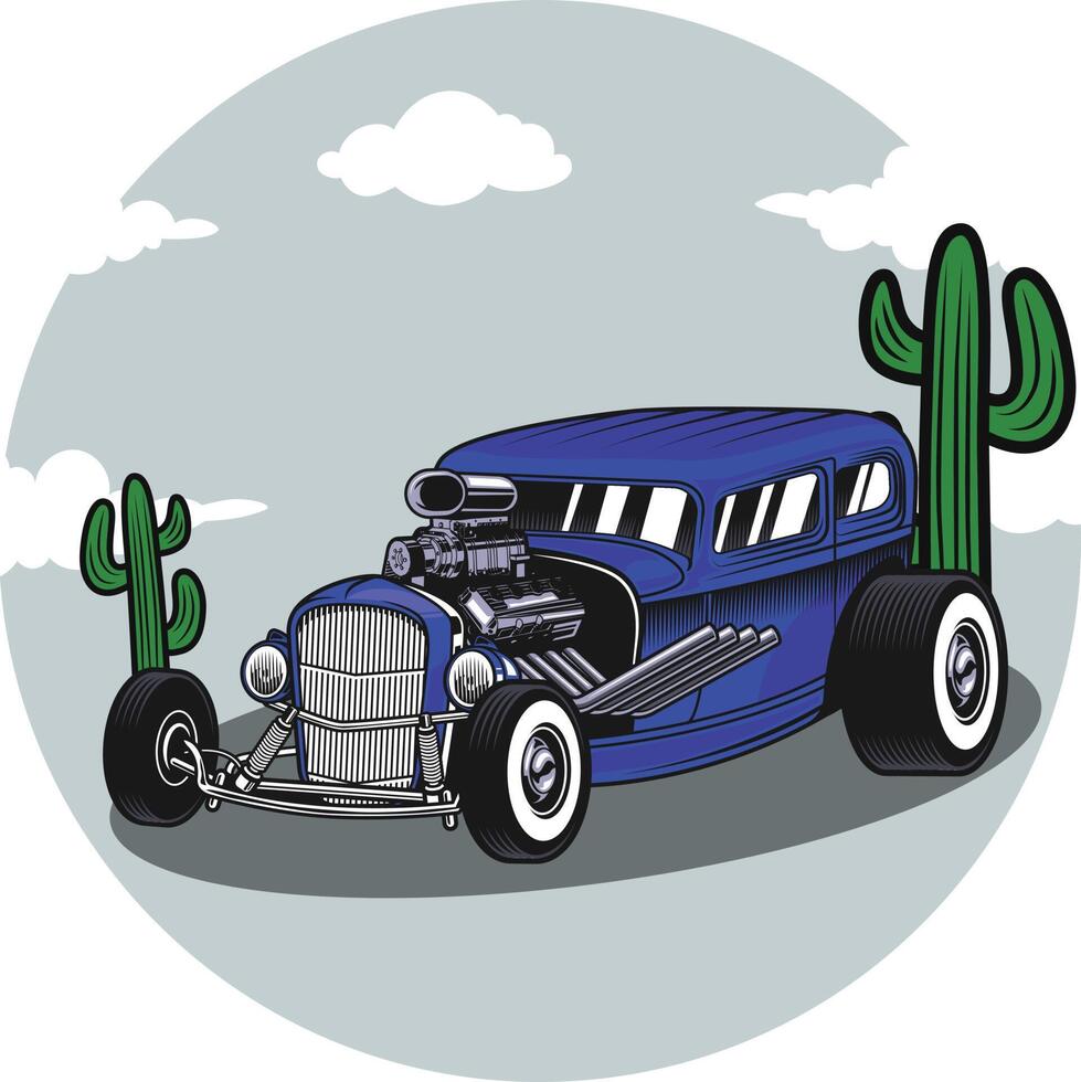 Classic vintage vehicle illustration in cartoon style 7 vector