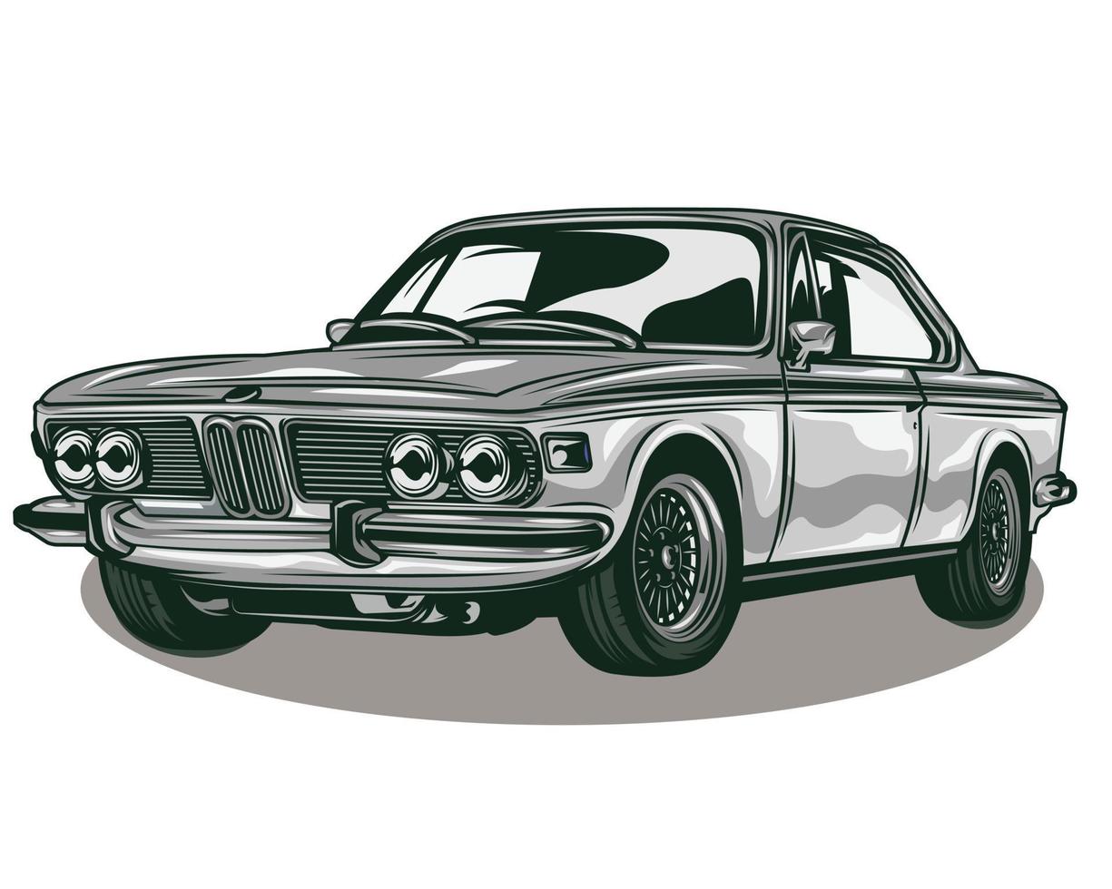 Classic vintage vehicle illustration in cartoon style outline vector