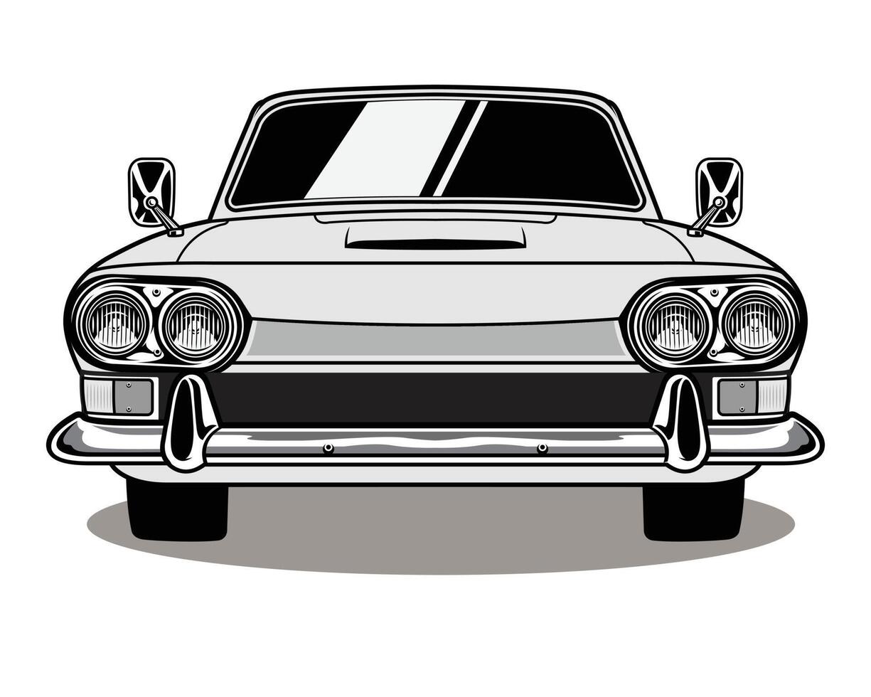 Classic vintage vehicle illustration in cartoon style outline 4 vector