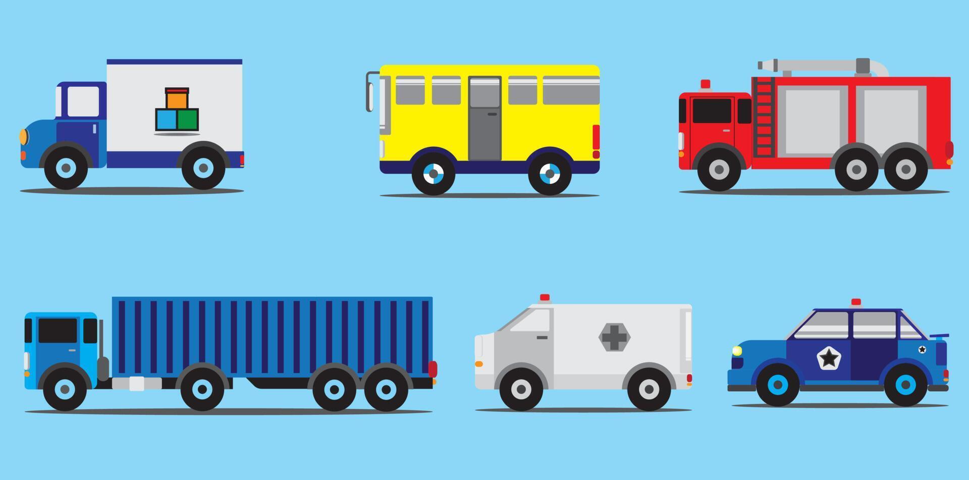 diseño de ilustración de conjunto de transportes para libro de niños vector