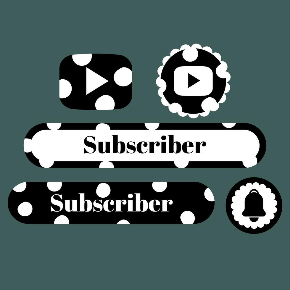 Subscribe button on video player Black polkadot design vector