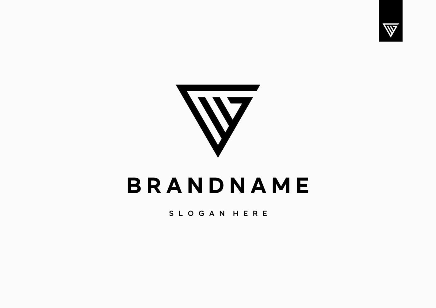 Letter GW WG logo design, G monogram logo design minimal creative modern with triangle shape vector