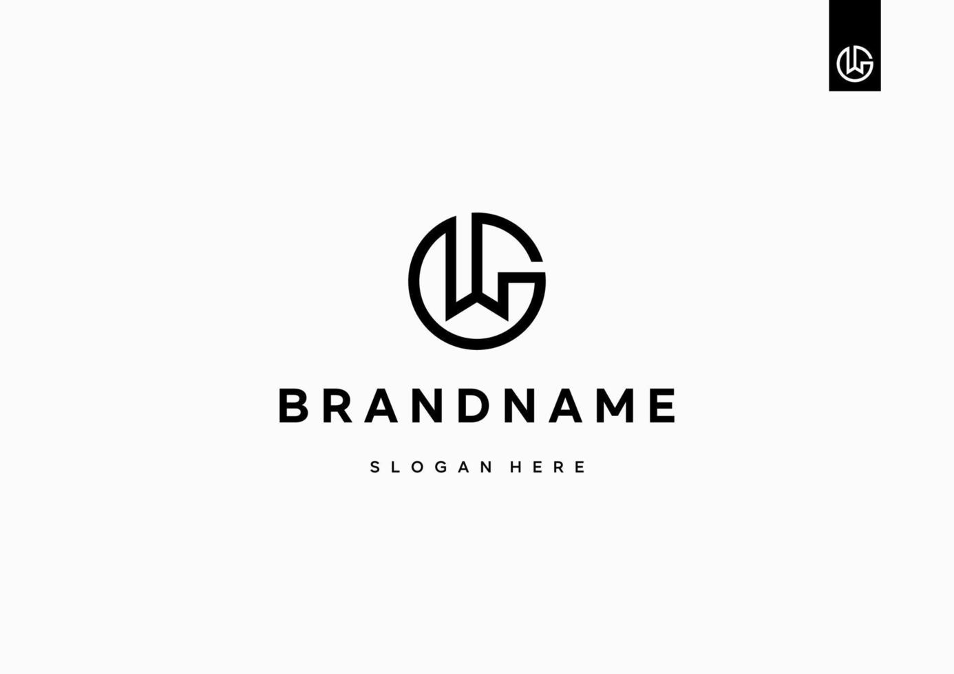 Letter WG W and G Logo Design, Creative Minimal Modern logo design Monogram with circle shape vector