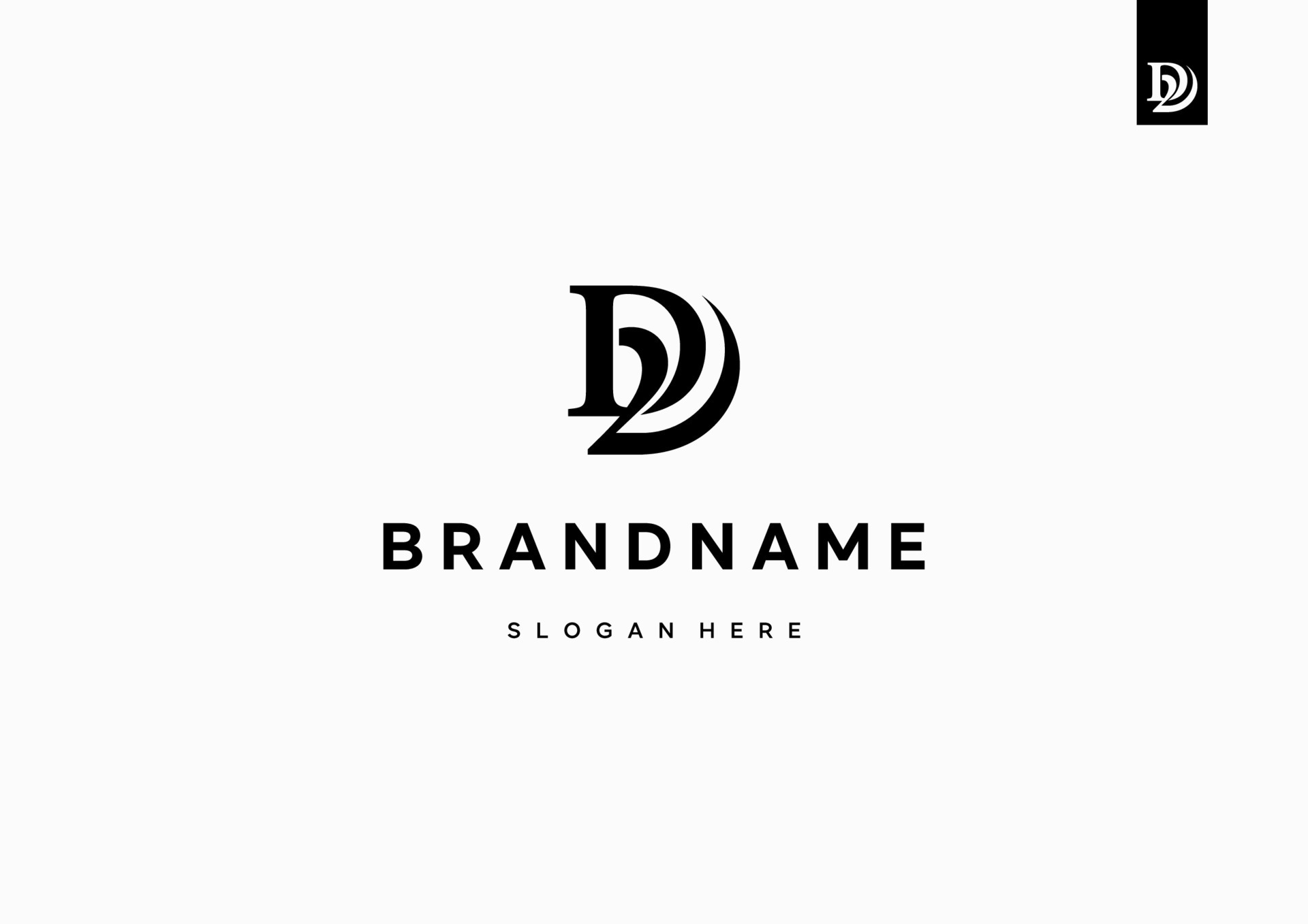 Letter D logo design, D2 monogram logo design minimal creative modern