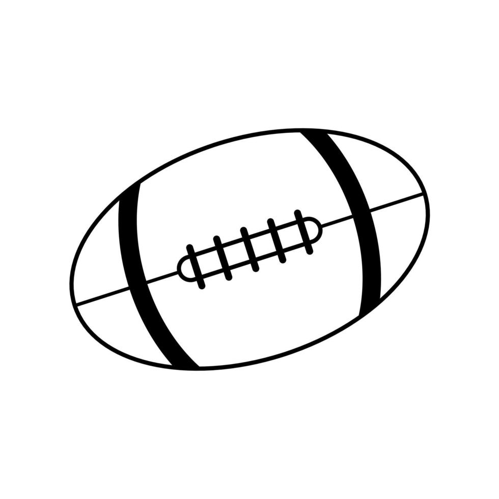 Rugby ball icon design isolated on white background, American football. black and white vector illustration