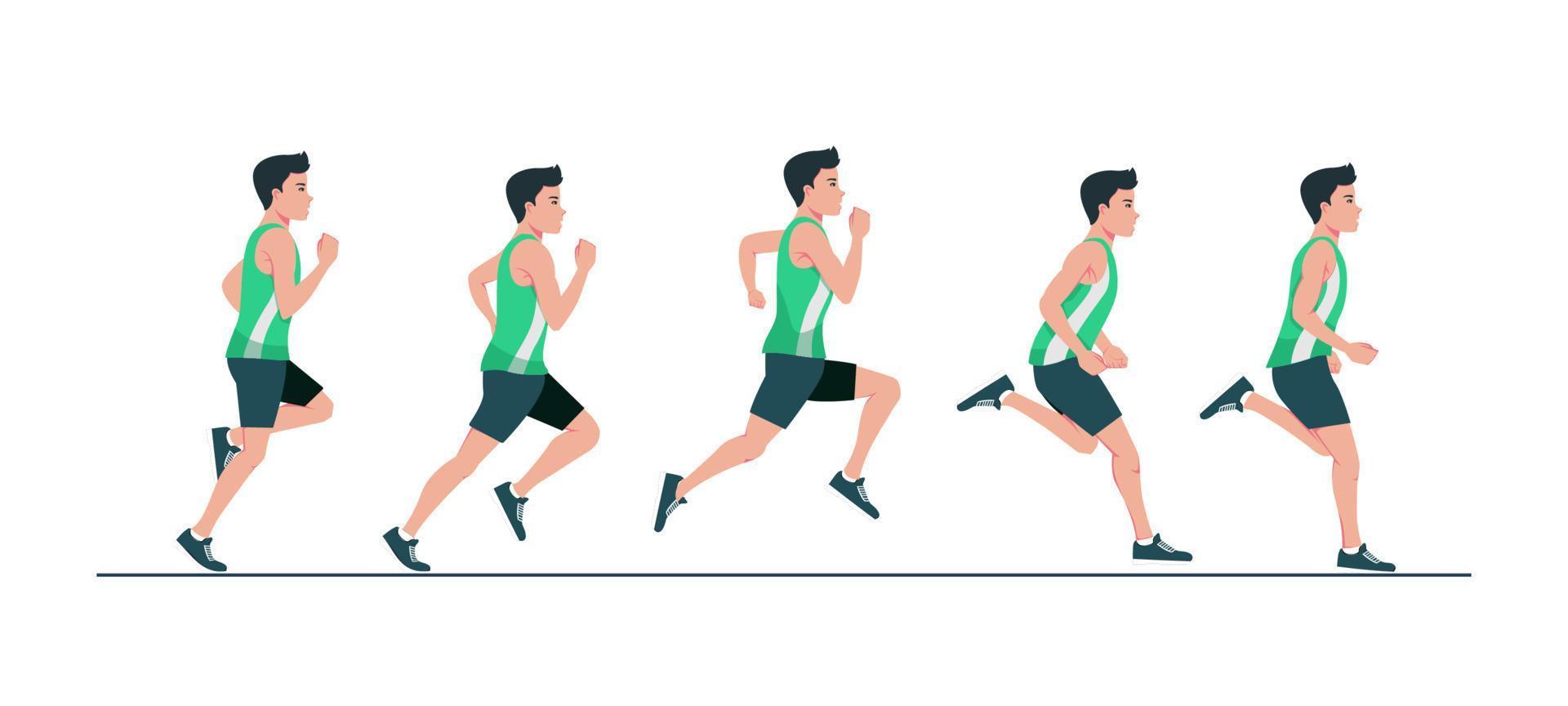 colección de sprite de animación de ilustración de hombre corriendo deporte. correr vector