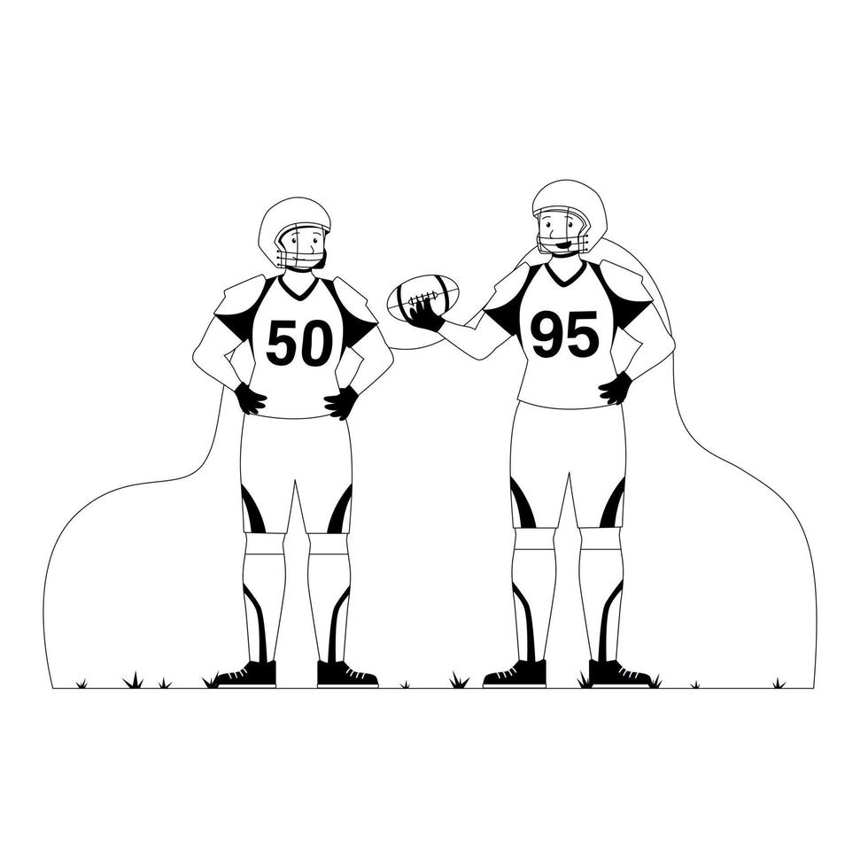 black and white illustration american football on white background vector