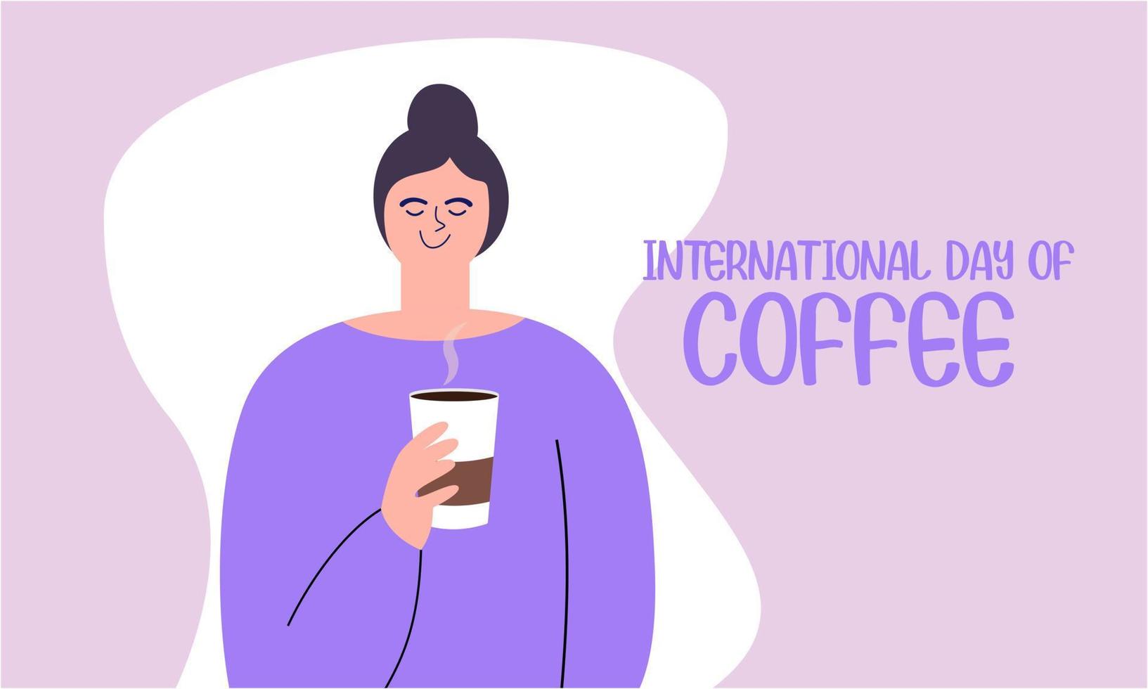 International day of coffee illustration hand drawn vector