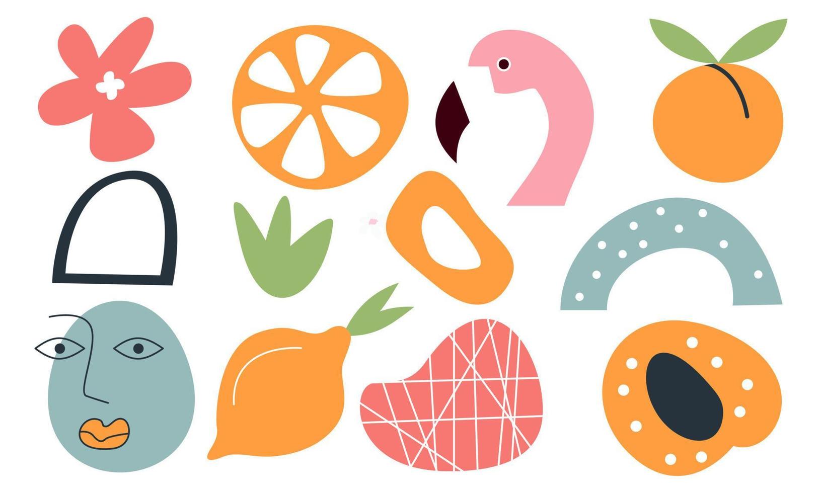 Modern trendy doodle and abstract nature icons vector illustration