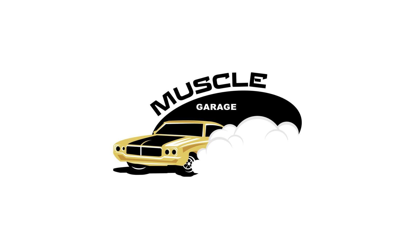 Muscle logo. Service car repair, car restoration and car club design elements. vector