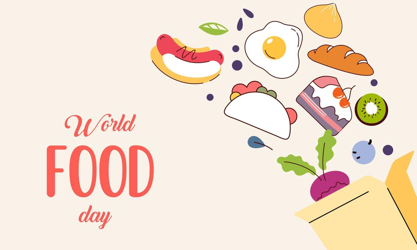 Hand drawn world food day illustration vector