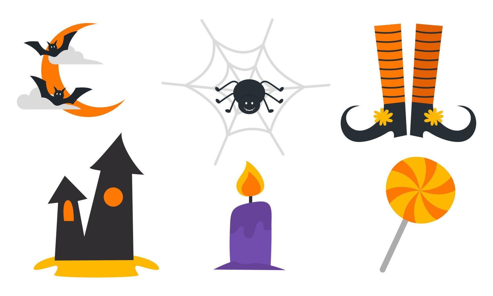 vector de fondo de colección de elementos de halloween plano