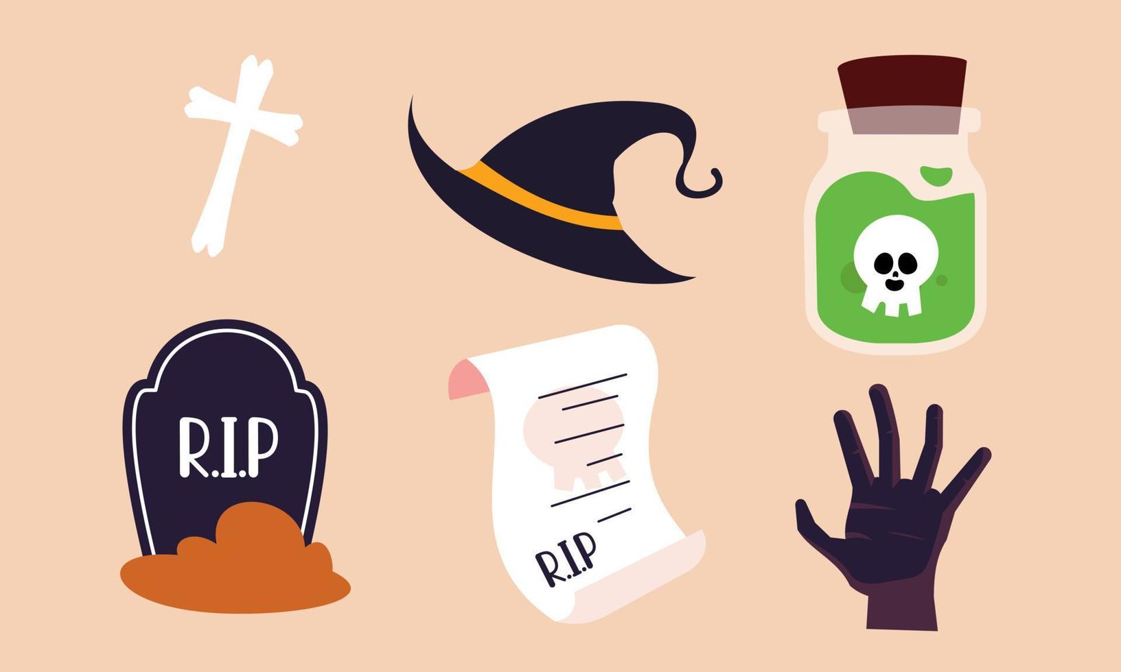 Flat halloween element collection background vector