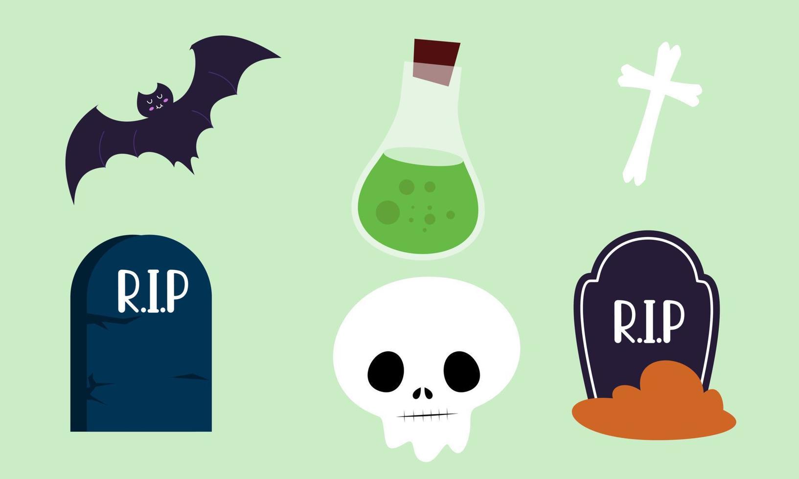 Flat halloween element collection background vector