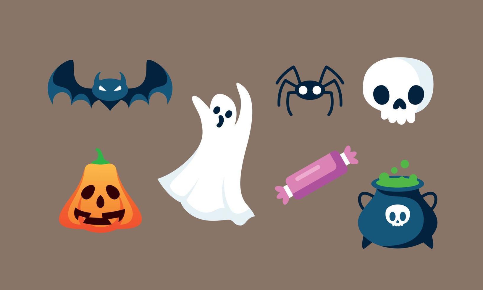 vector de fondo de colección de elementos de halloween plano