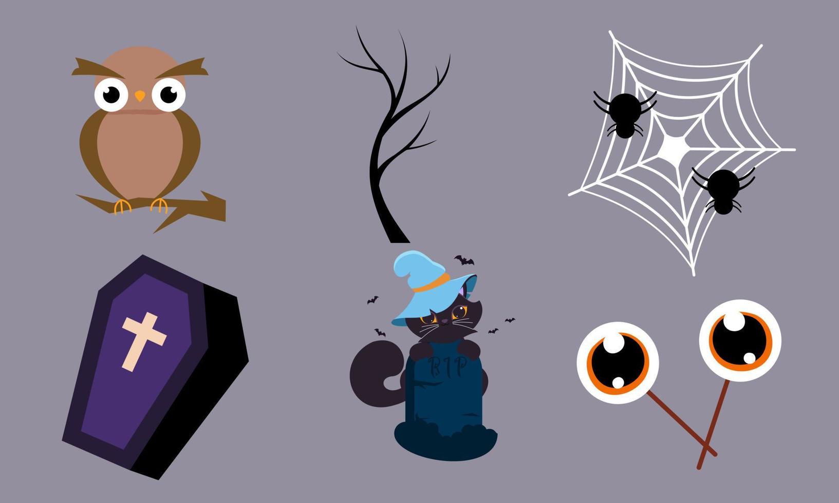 Flat halloween element collection background vector