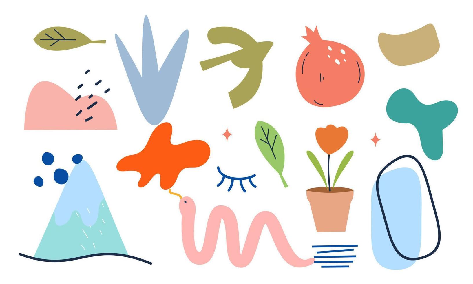 Modern trendy doodle and abstract nature icons vector illustration