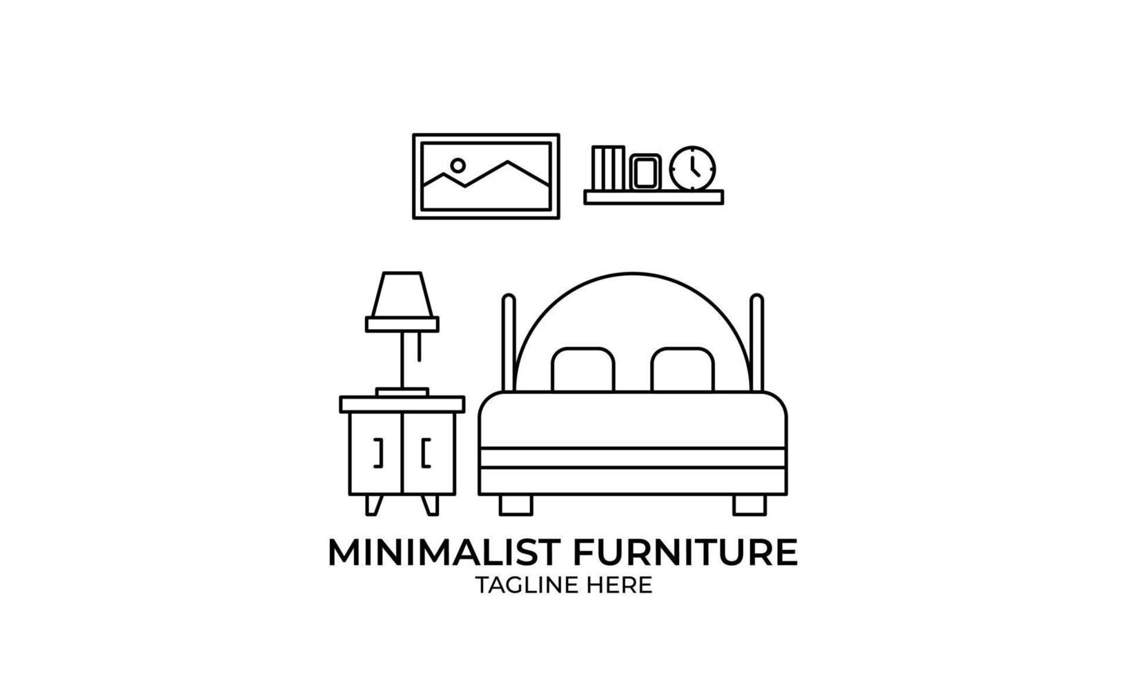 Minimalist furniture logo, line art furniture logo vector