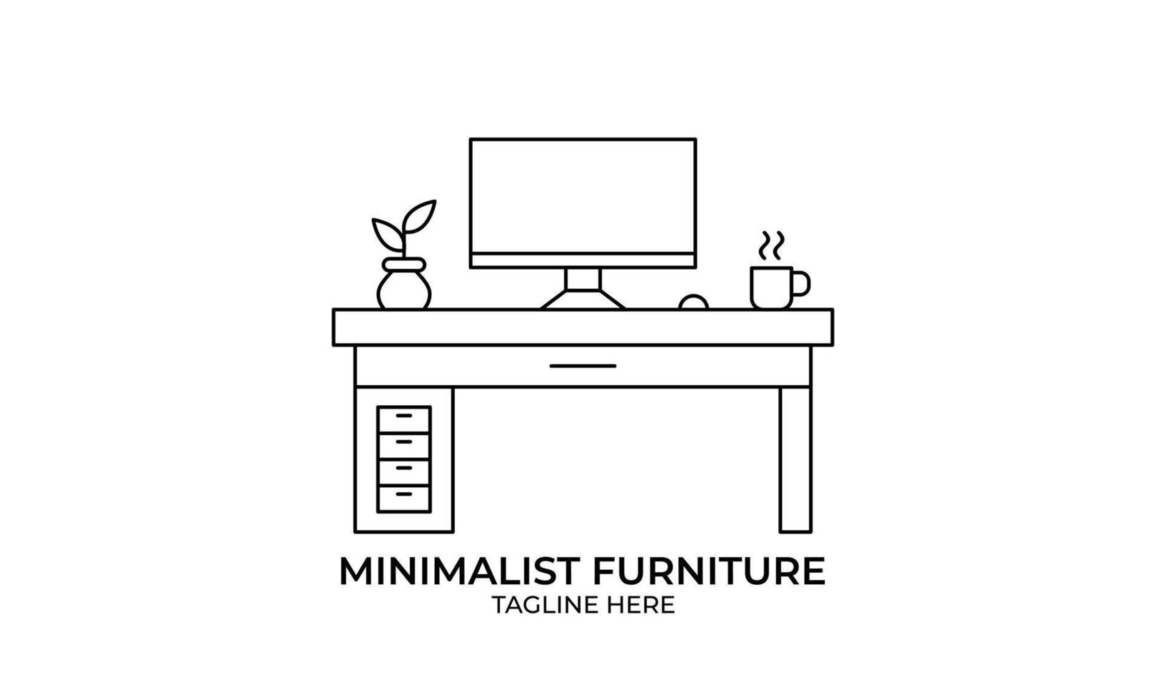 Minimalist furniture logo, line art furniture logo vector