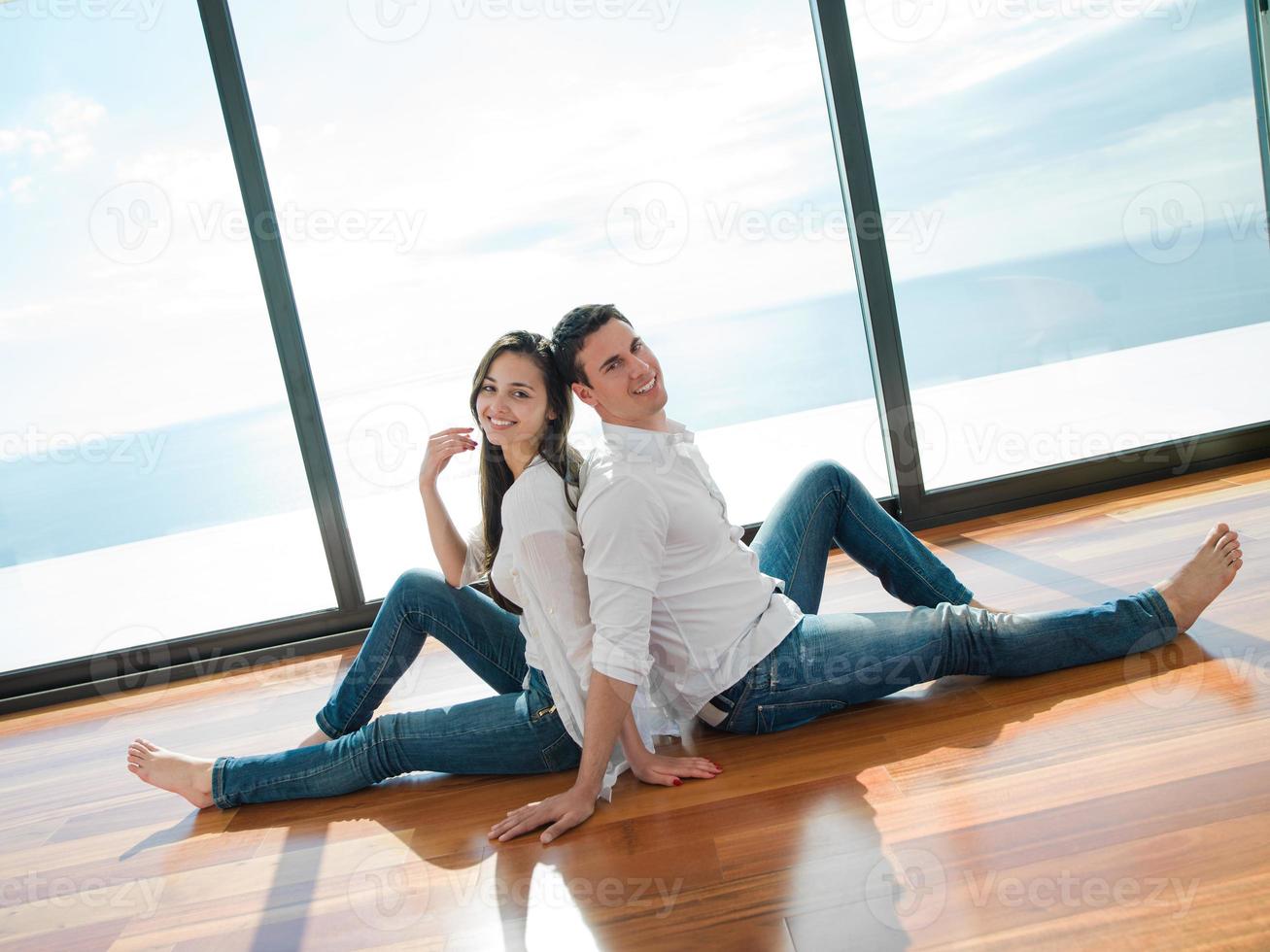 relaxed young couple at home photo