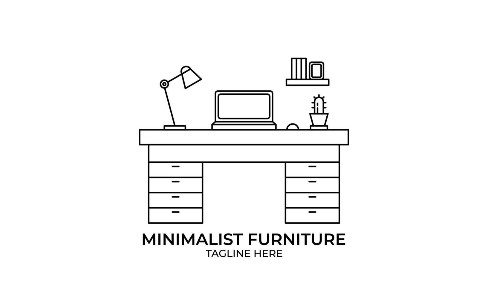 Minimalist furniture logo, line art furniture logo vector