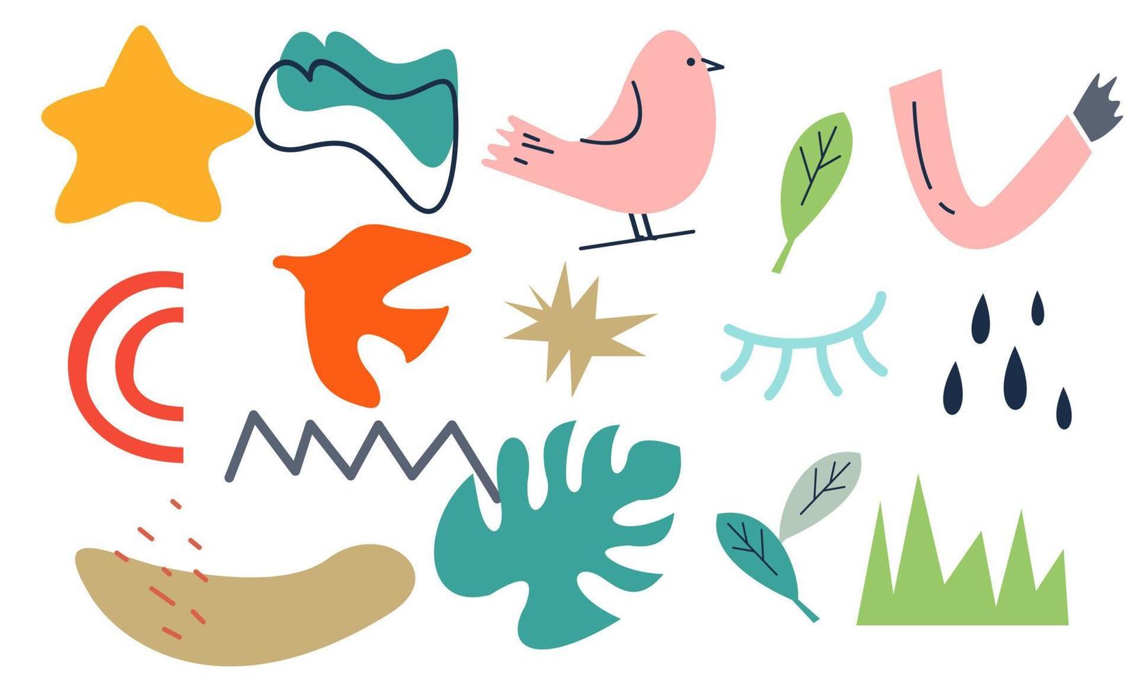 Modern trendy doodle and abstract nature icons vector illustration