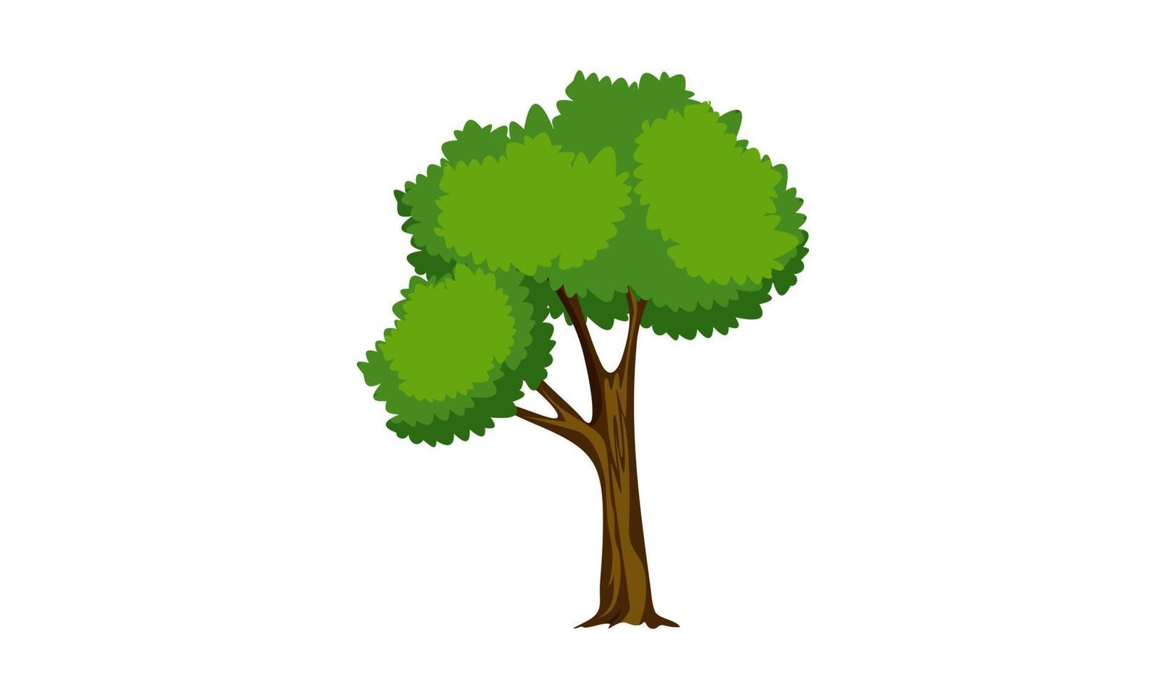 Deciduous green tree with exposed roots isolated vector illustration