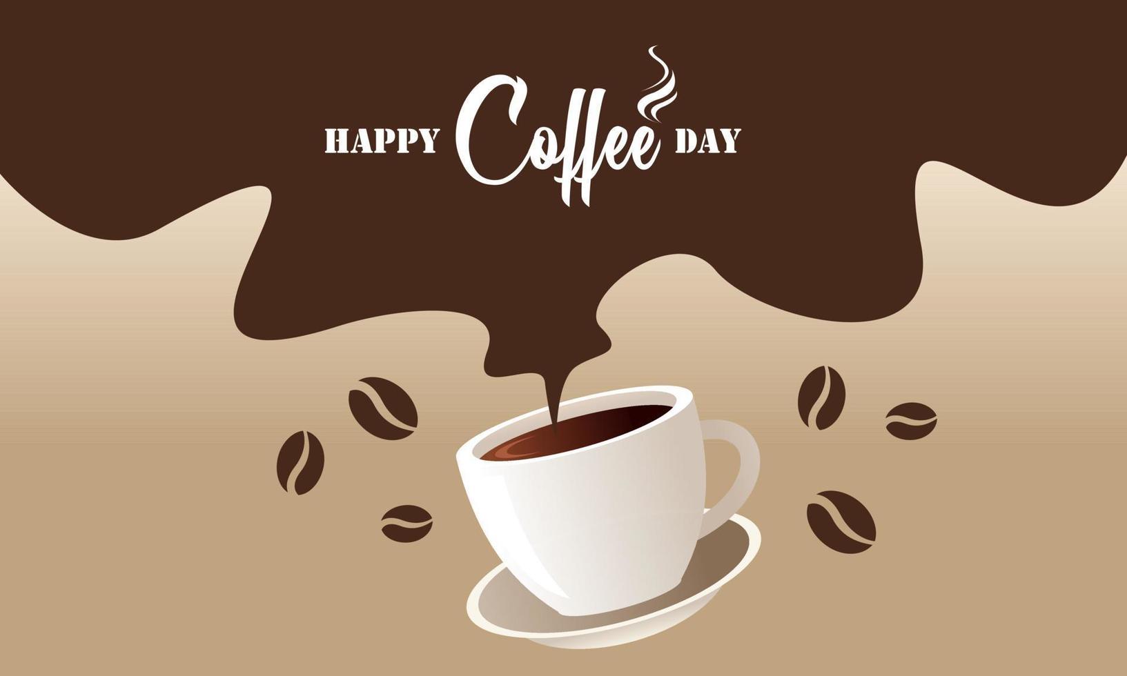 International day of coffee background, coffee cup logo vector