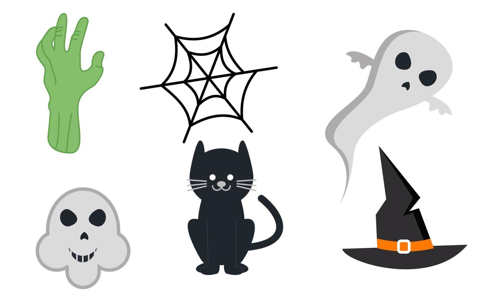 vector de fondo de colección de elementos de halloween plano