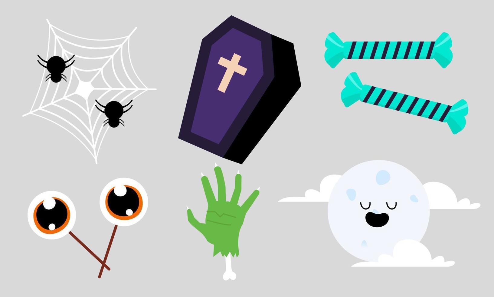 vector de fondo de colección de elementos de halloween plano