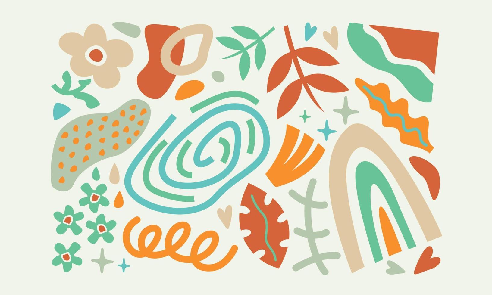 Modern trendy doodle and abstract nature icons vector illustration