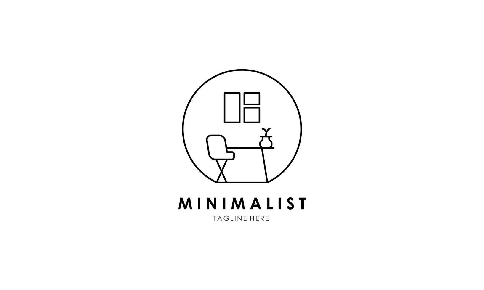Minimalist furniture logo, line art furniture logo vector