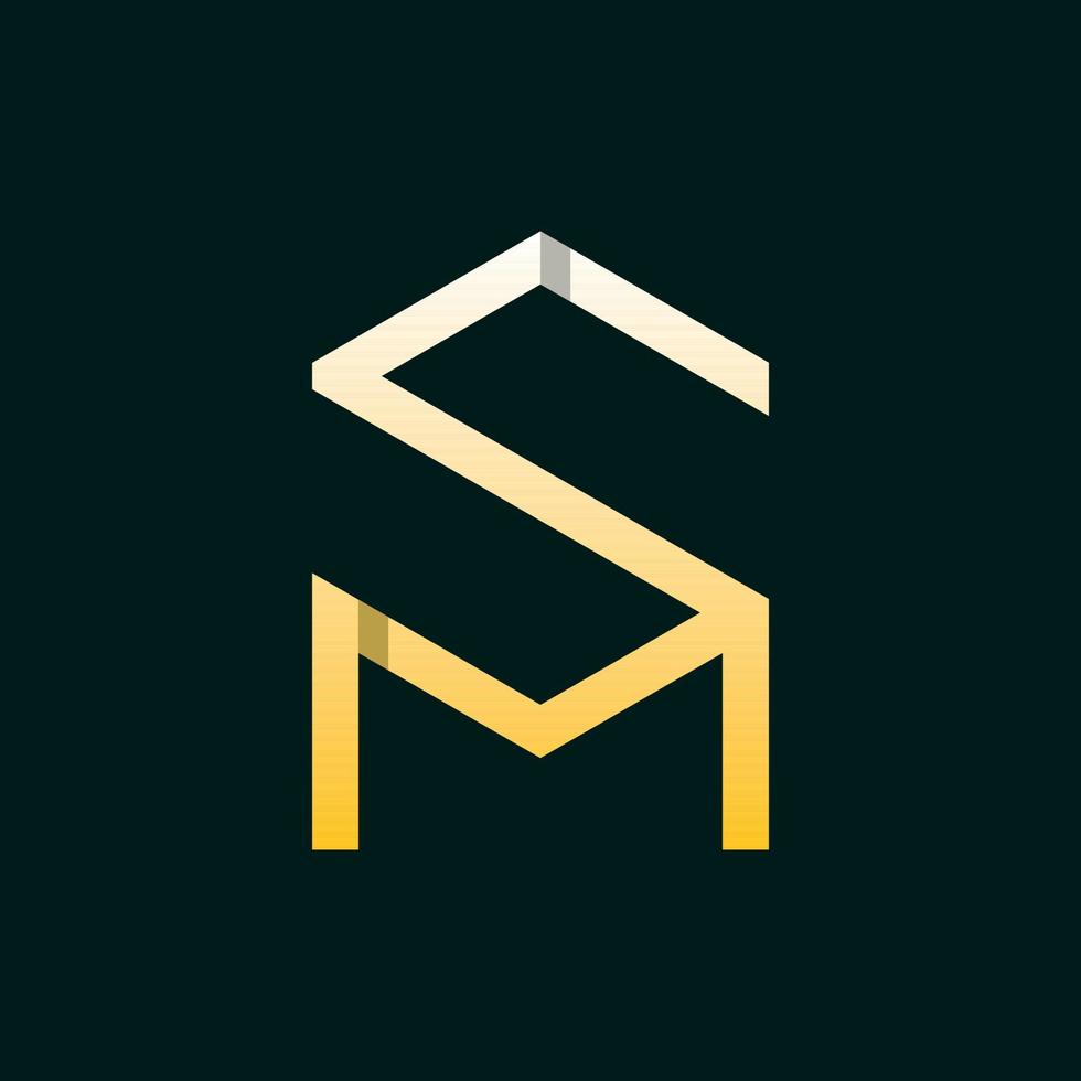 Letter SM Geometric Monogram Logo vector