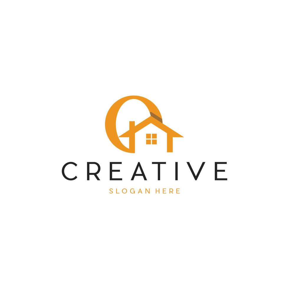 Letter O Home Simple Logo vector