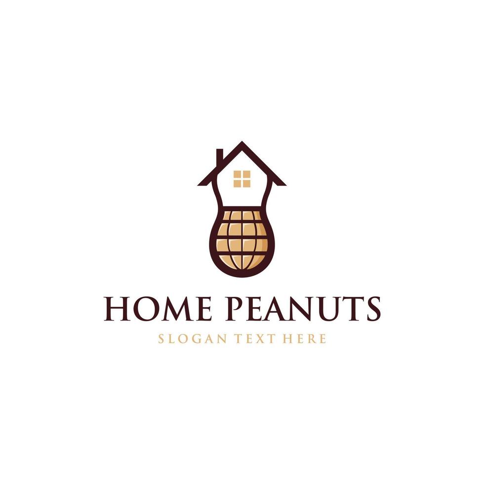 logotipo de empresa de bienes raíces de cacahuete en casa vector