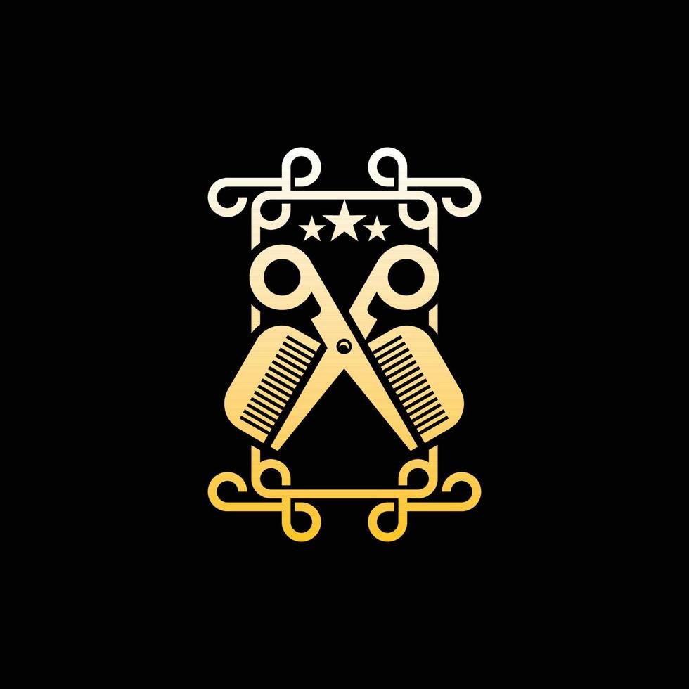 Scissor Comb Luxury Equipment Logo vector