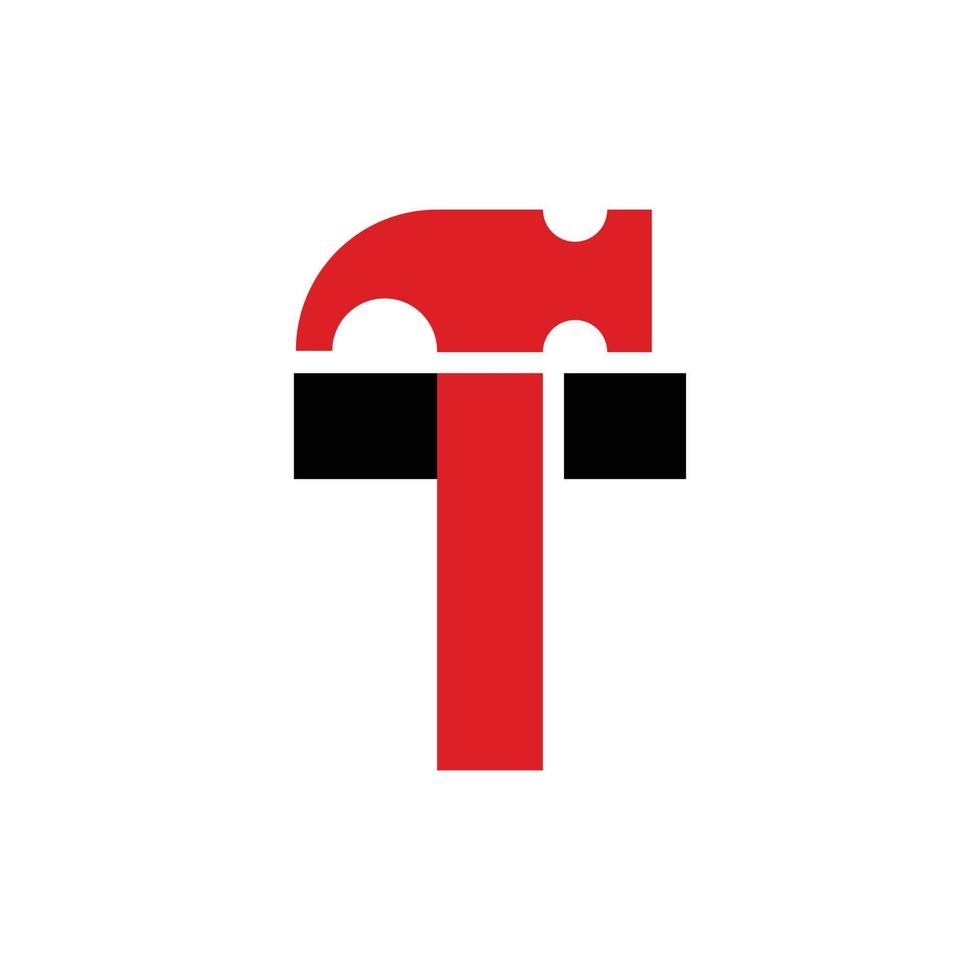 Letter T Hammer Simple Unique Logo vector